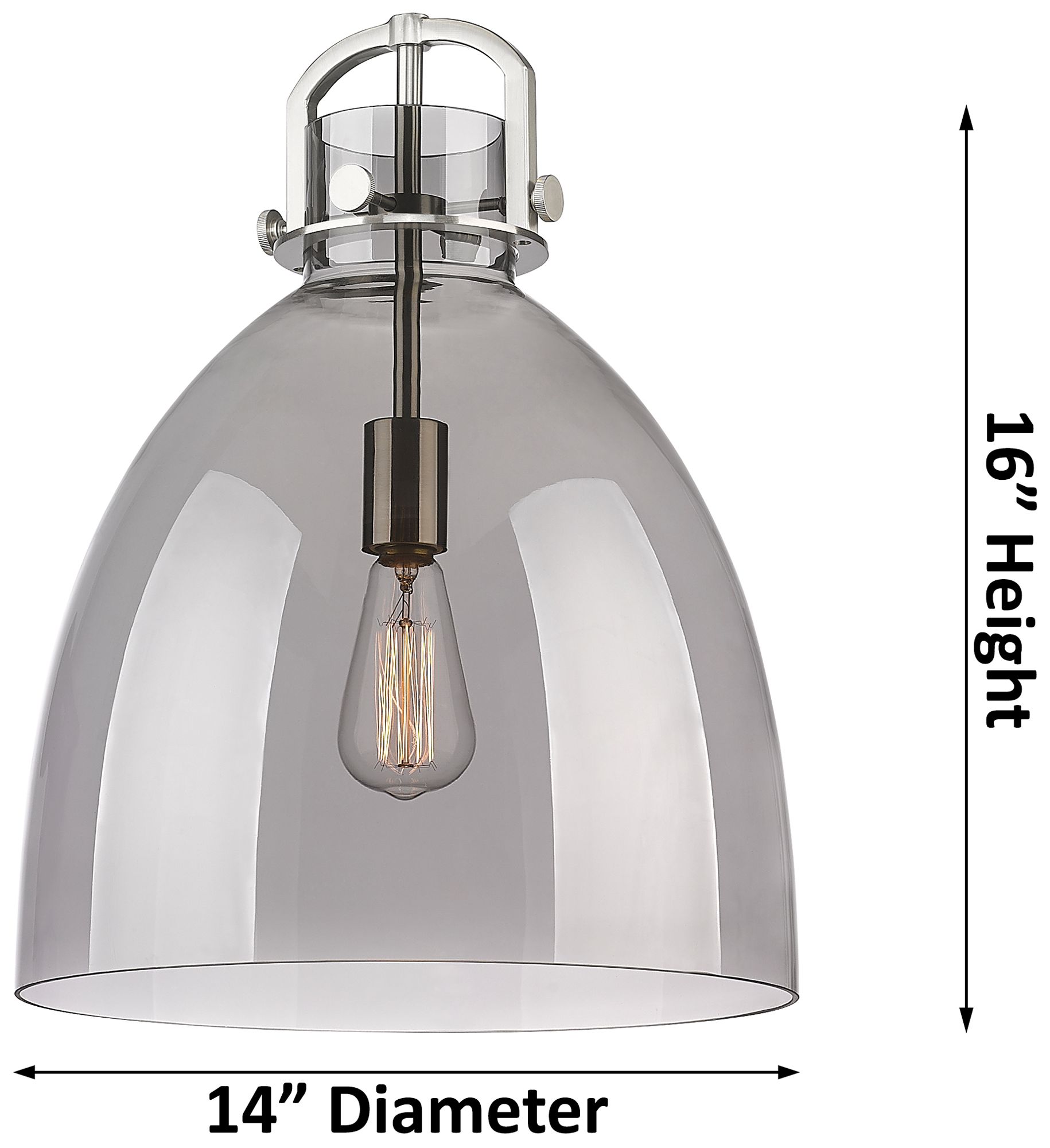 Image 2 Newton Bell 14"W Champagne Stem Arched Pendant With Mercury Shade more views