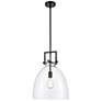 1_Newton Bell 14"W Matte Black and Clear Glass Pendant Light