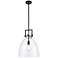 Newton Bell 14"W Matte Black and Clear Glass Pendant Light