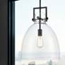 3_Newton Bell 14"W Matte Black and Clear Glass Pendant Light more views