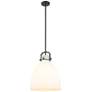 1_Newton Bell 14"W Matte Black and White Glass Pendant Light