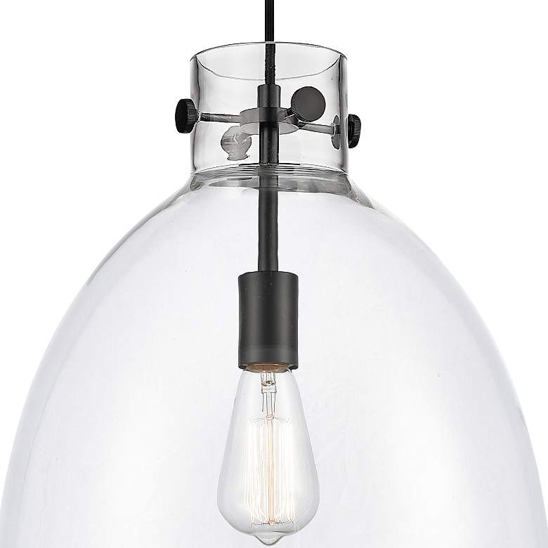 Image 2 Newton Bell 14"W Matte Black Pendant Light with Clear Glass more views