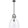 1_Newton Bell 14"W Matte Black Pendant Light with Clear Shade