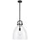 Newton Bell 14"W Matte Black Pendant Light with Clear Shade