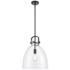 Newton Bell 14"W Matte Black Pendant Light with Clear Shade