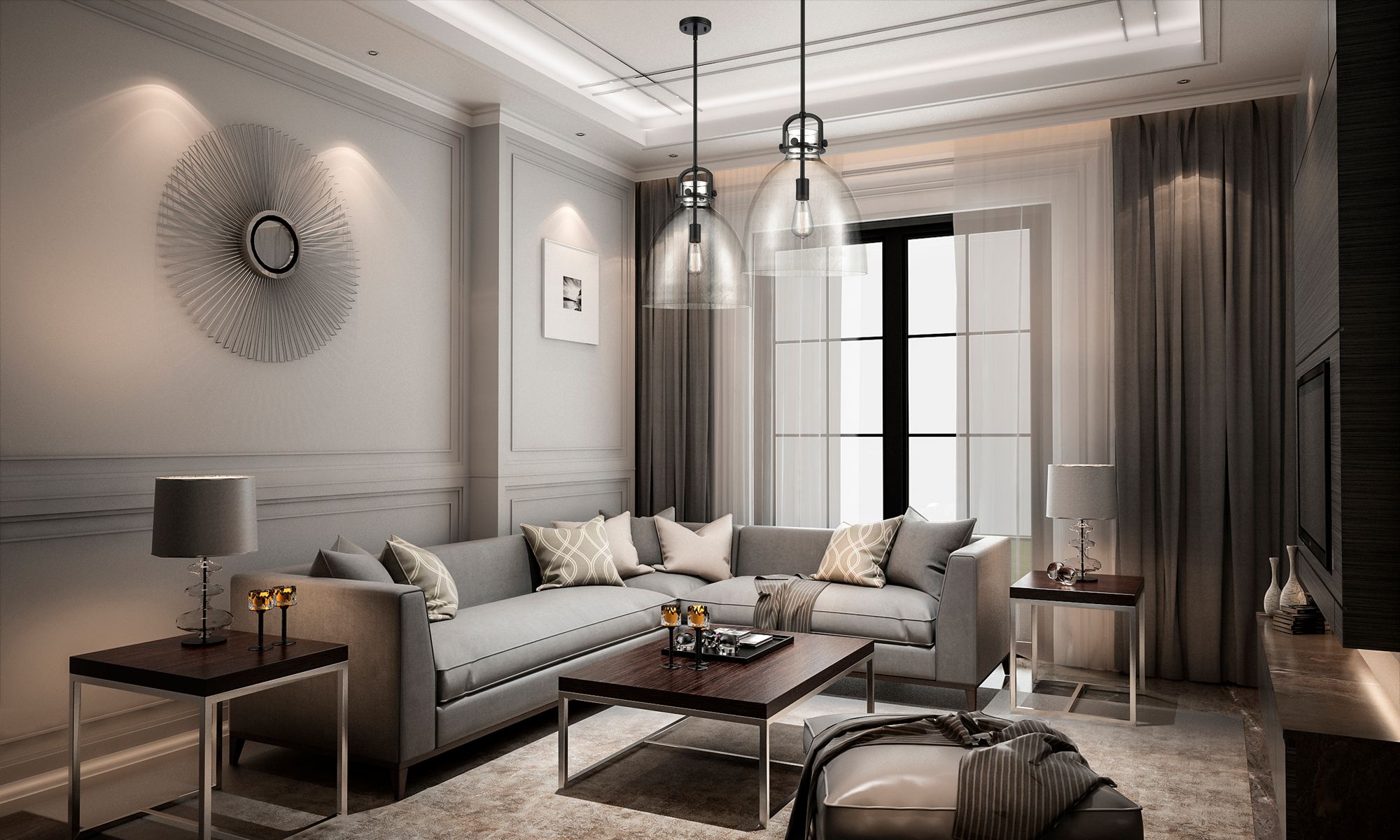 Image 2 Newton Bell 14"W Matte Black Pendant Light with Clear Shade more views