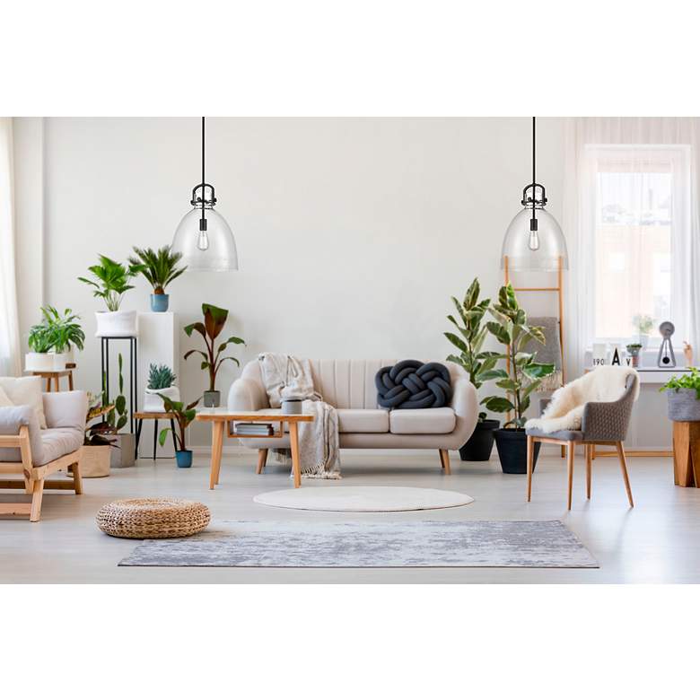 Image 4 Newton Bell 14"W Matte Black Pendant Light with Clear Shade more views