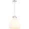 Newton Bell 14"W Polished Nickel Cord Hung Pendant With Matte White Sh