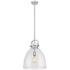 Newton Bell 14"W Satin Nickel w/ Seedy Glass Pendant Light