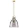 Newton Bell 14"W Champagne Stem Arched Pendant With Light Smoke Shade