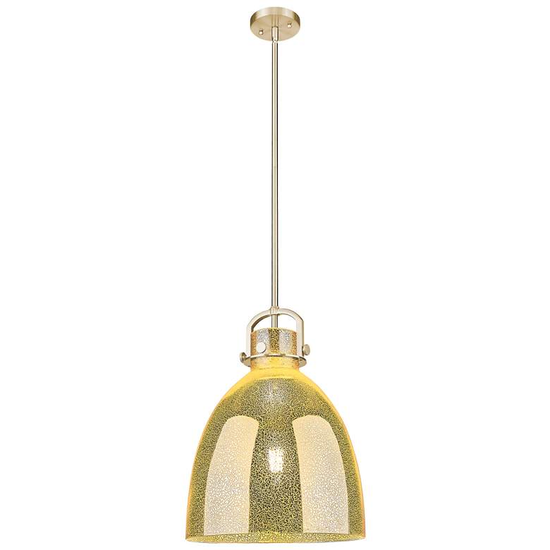 Image 1 Newton Bell 14"W Champagne Stem Arched Pendant With Mercury Shade