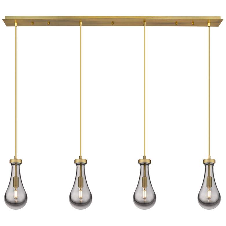 Image 1 Newton Bell 15.5" Wide 3 Light Brushed Brass Multi Pendant With Clear