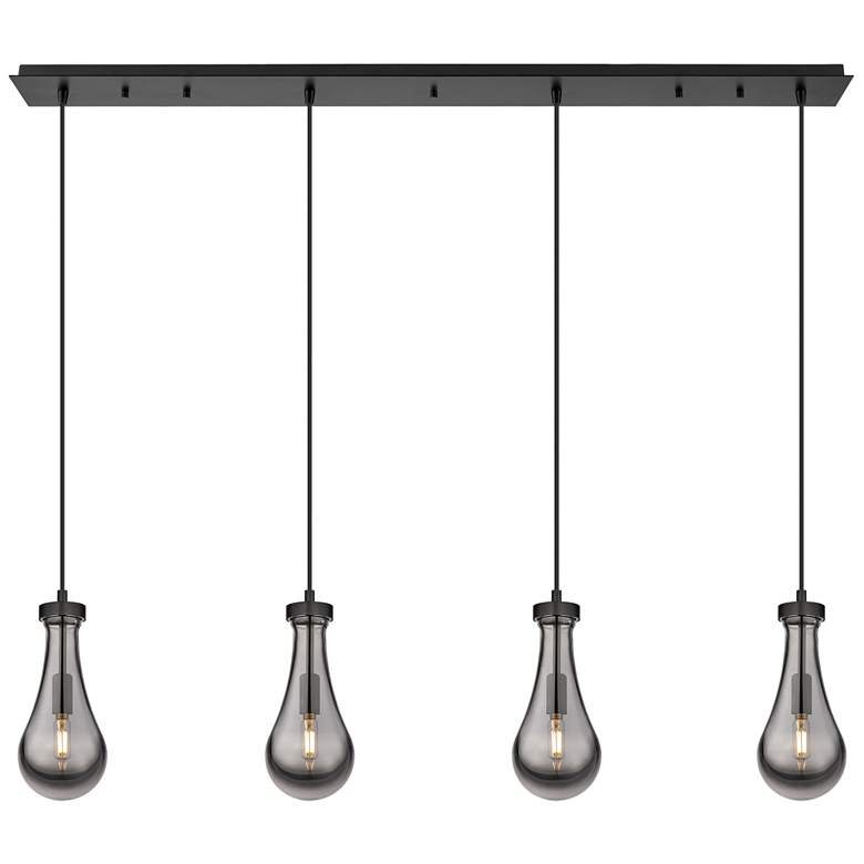 Image 1 Newton Bell 15.5 inch Wide 3 Light Matte Black Multi Pendant With Clear Sh