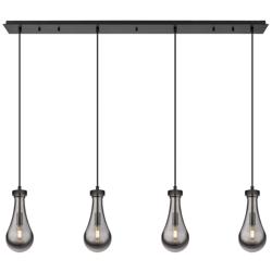 Newton Bell 15.5&quot; Wide 3 Light Matte Black Multi Pendant With Clear Sh