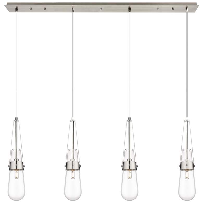 Image 1 Newton Bell 15.5" Wide 3 Light Polished Nickel Multi Pendant w/ White