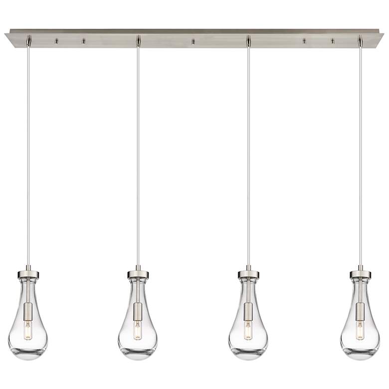 Image 1 Newton Bell 15.5"W 3 Light Brushed Brass Multi Pendant w/ Light Smoke