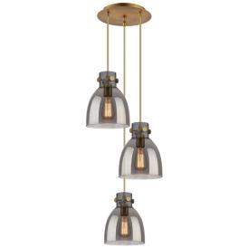 Newton Bell 15 1/2"W Brass Multi-Light Pendant w/ Smoke Glass Newton Bell 15 1/2"W Brass Multi-Light Pendant w/ Smoke Glass