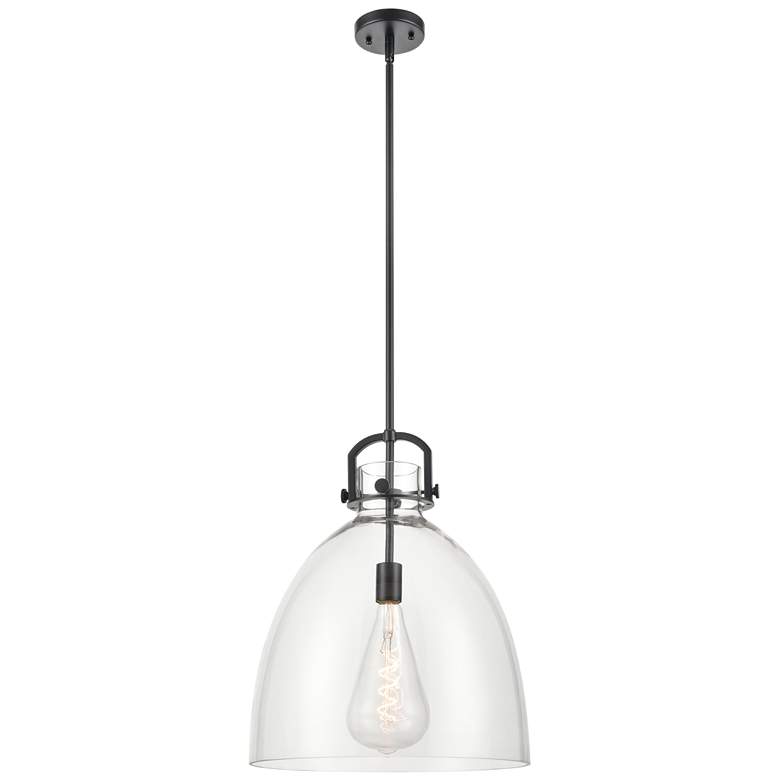 Image 1 Newton Bell 16" Matte Black Stem Hung Pendant