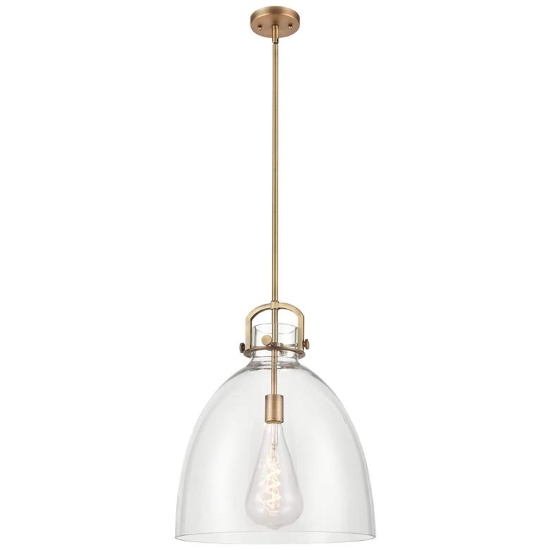 Image 1 Newton Bell 16" Wide Brushed Brass Downrod Hung Pendant Light