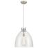 Newton Bell 16" Wide Cord Hung Satin Nickel Pendant With Clear Shade