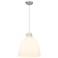Newton Bell 16" Wide Cord Hung Satin Nickel Pendant With White Shade
