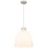 Newton Bell 16" Wide Cord Hung Satin Nickel Pendant With White Shade