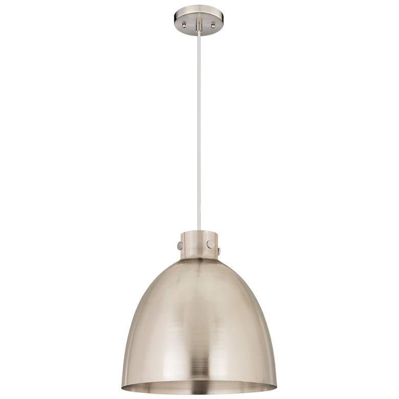 Image 1 Newton Bell 16 inch Wide Satin Nickel Cord Hung Pendant With Satin Nickel 