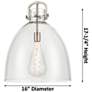 2_Newton Bell 16" Wide Stem Hung Brushed Brass Pendant With Seedy Shade more views