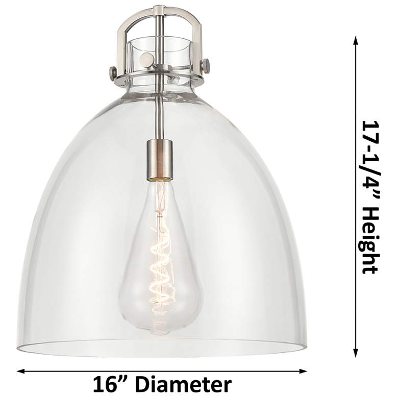 Image 3 Newton Bell 16" Wide Stem Hung Brushed Brass Pendant With Seedy Shade more views