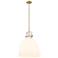 Newton Bell 16" Wide Stem Hung Brushed Brass Pendant With White Shade