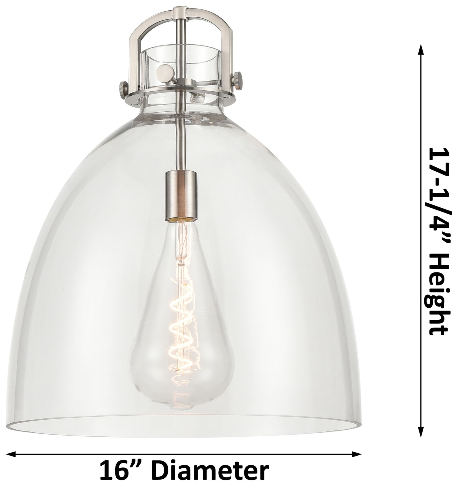 Image 2 Newton Bell 16" Wide Stem Hung Matte Black Pendant With Clear Shade more views