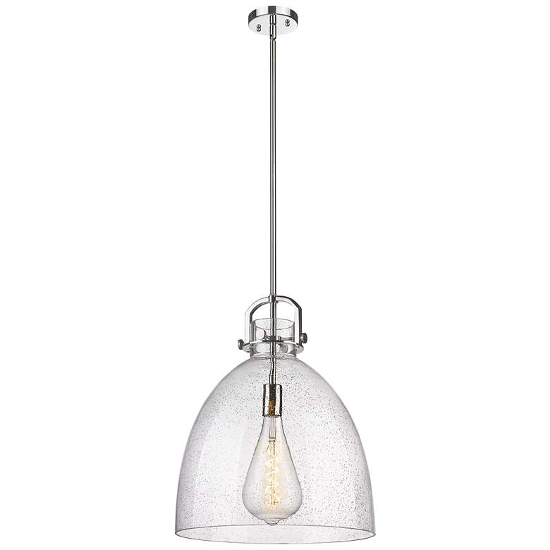 Image 1 Newton Bell 16" Wide Stem Hung Polished Nickel Pendant With Seedy Shad