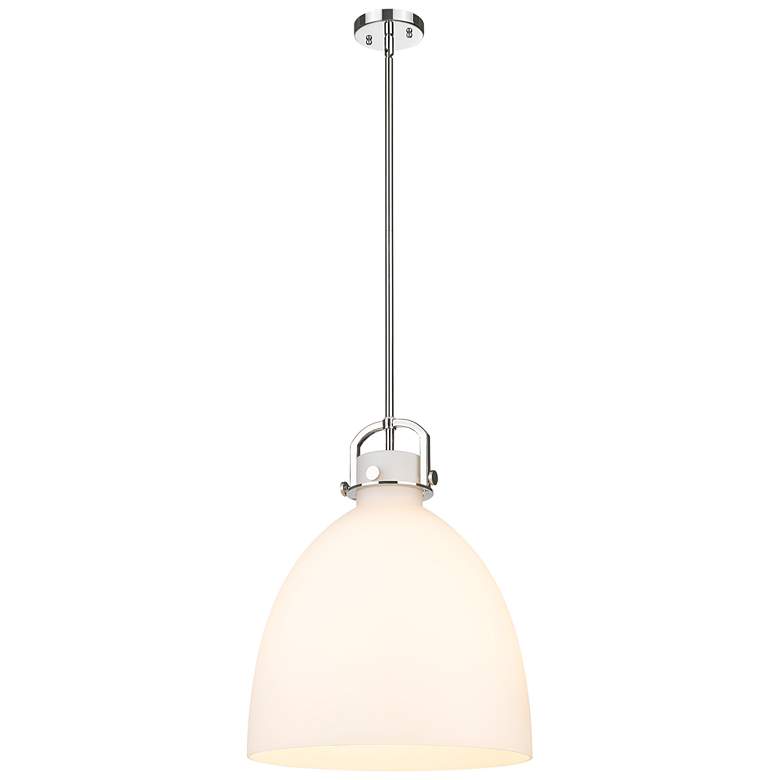 Image 1 Newton Bell 16" Wide Stem Hung Polished Nickel Pendant With White Shad