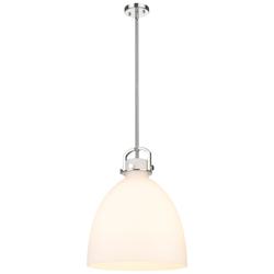 Newton Bell 16" Wide Stem Hung Polished Nickel Pendant With White Shad