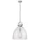 Newton Bell 16" Wide Stem Hung Satin Nickel Pendant With Seedy Shade