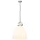 Newton Bell 16" Wide Stem Hung Satin Nickel Pendant With White Shade