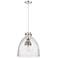 Newton Bell 16"W 3 Light Polished Nickel Cord Hung Pendant With Seedy 