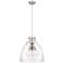 Newton Bell 16"W 3 Light Satin Nickel Cord Hung Pendant With Clear Sha