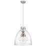 Newton Bell 16"W 3 Light Satin Nickel Cord Hung Pendant With Clear Sha