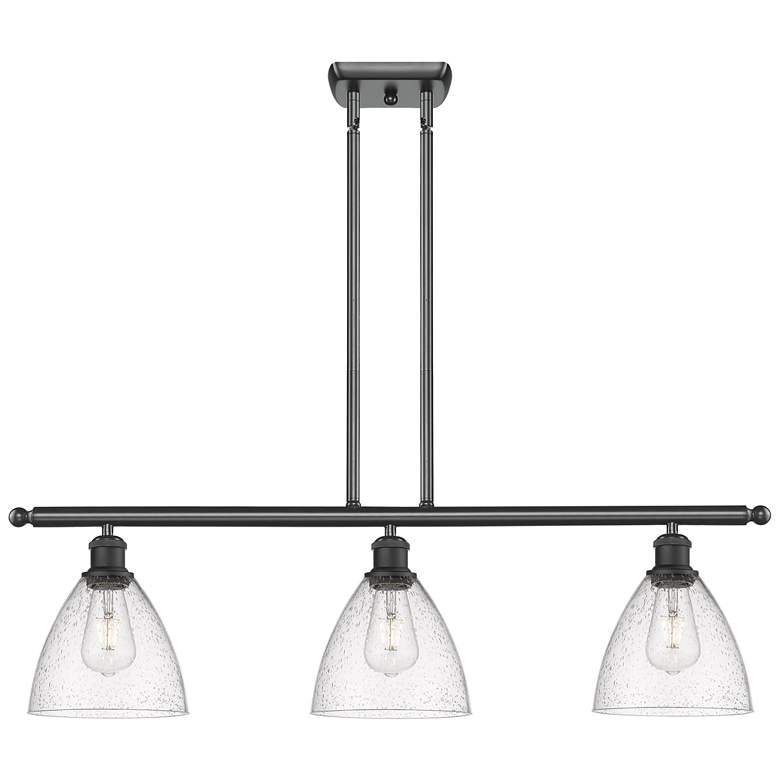 Image 1 Newton Bell 16"W Matte Black Pendant Light with Smoke Glass
