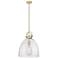Newton Bell 16"W Champagne Bronze Stem Arched Pendant With Seedy Shade