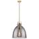 Newton Bell 16"W Champagne Stem Arched Pendant With Light Smoke Shade