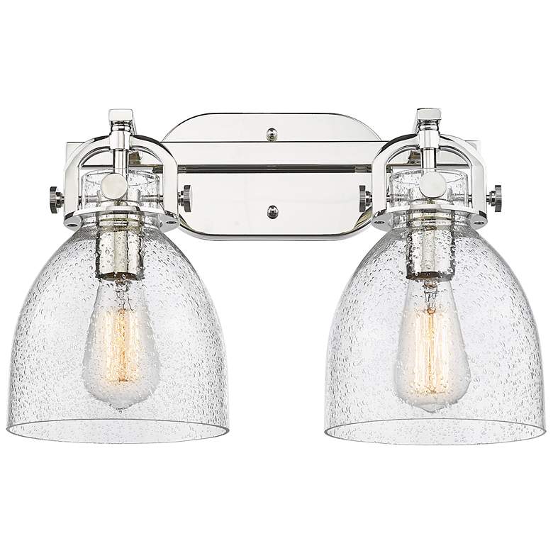 Image 1 Newton Bell 17" Wide 2 Light Polished Nickel Bath Light With Seedy Sha