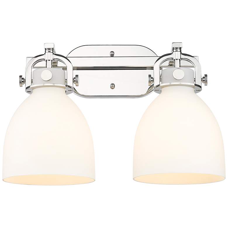 Image 1 Newton Bell 17" Wide 2 Light Polished Nickel Bath Light With White Sha