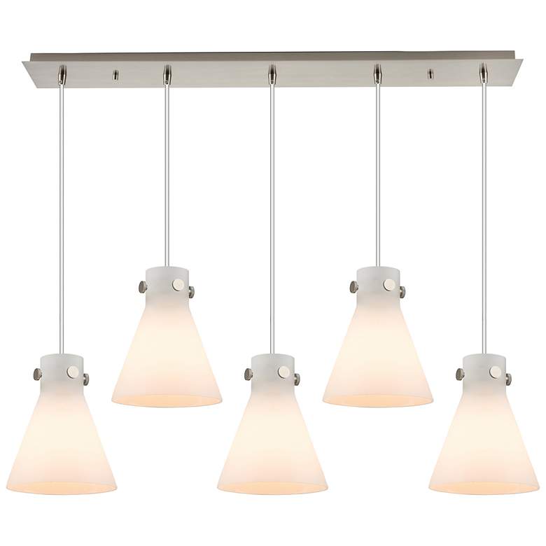 Image 1 Newton Bell 18.63 inch Wide 6 Light Brushed Brass Multi Pendant w/ White S