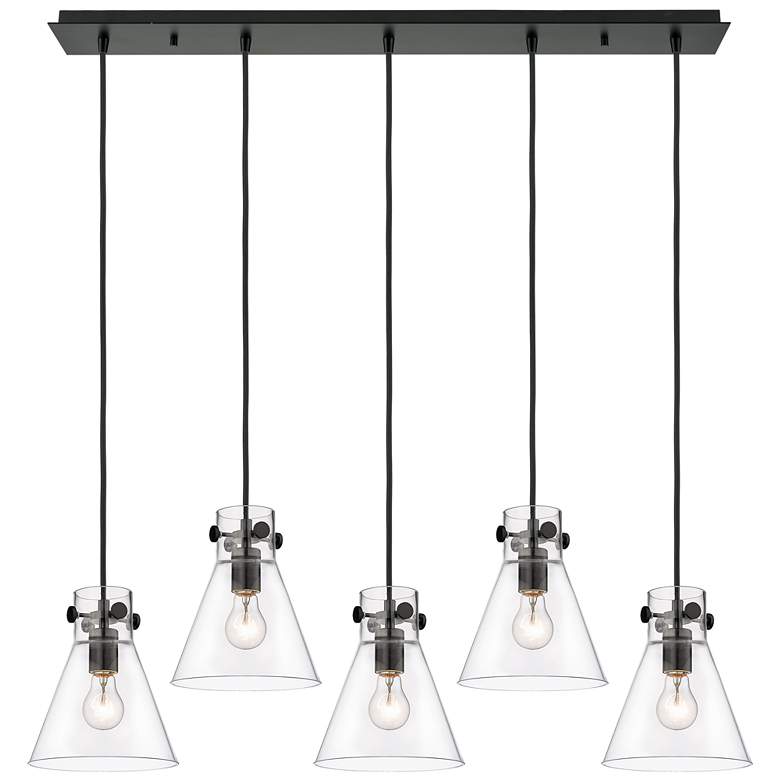 Image 1 Newton Bell 18.63 inch Wide 6 Light Matte Black Multi Pendant With Clear S