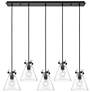 Newton Bell 18.63" Wide 6 Light Matte Black Multi Pendant With Clear S