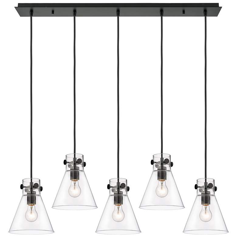 Image 1 Newton Bell 18.63" Wide 6 Light Matte Black Multi Pendant With Clear S