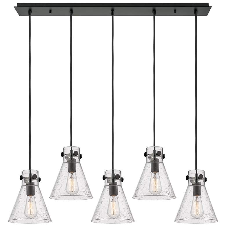 Image 1 Newton Bell 18.63" Wide 6 Light Matte Black Multi Pendant With White S