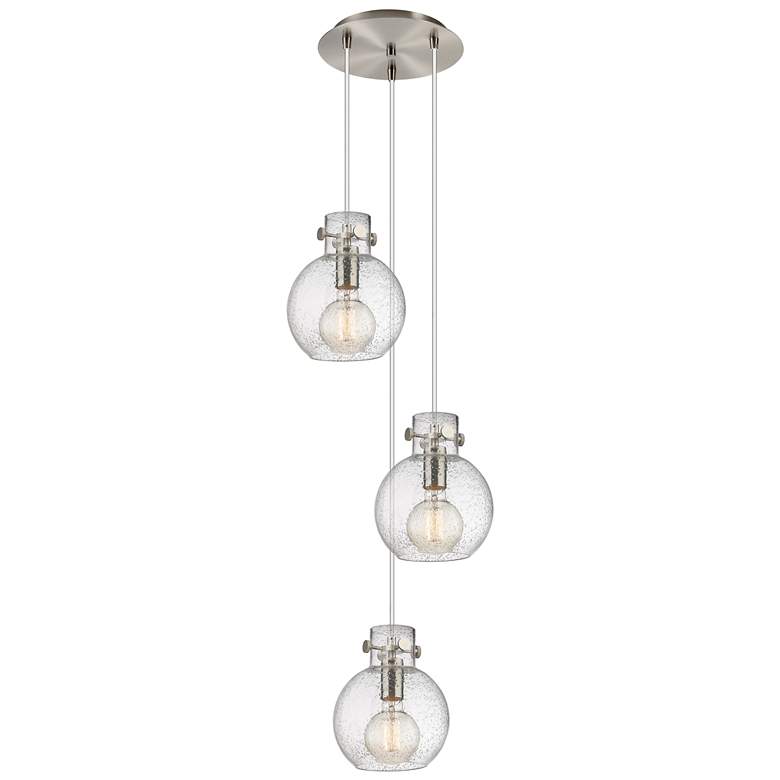 Image 1 Newton Bell 18.63"W 6 Light Brushed Brass Multi Pendant w/ Smoke Shade
